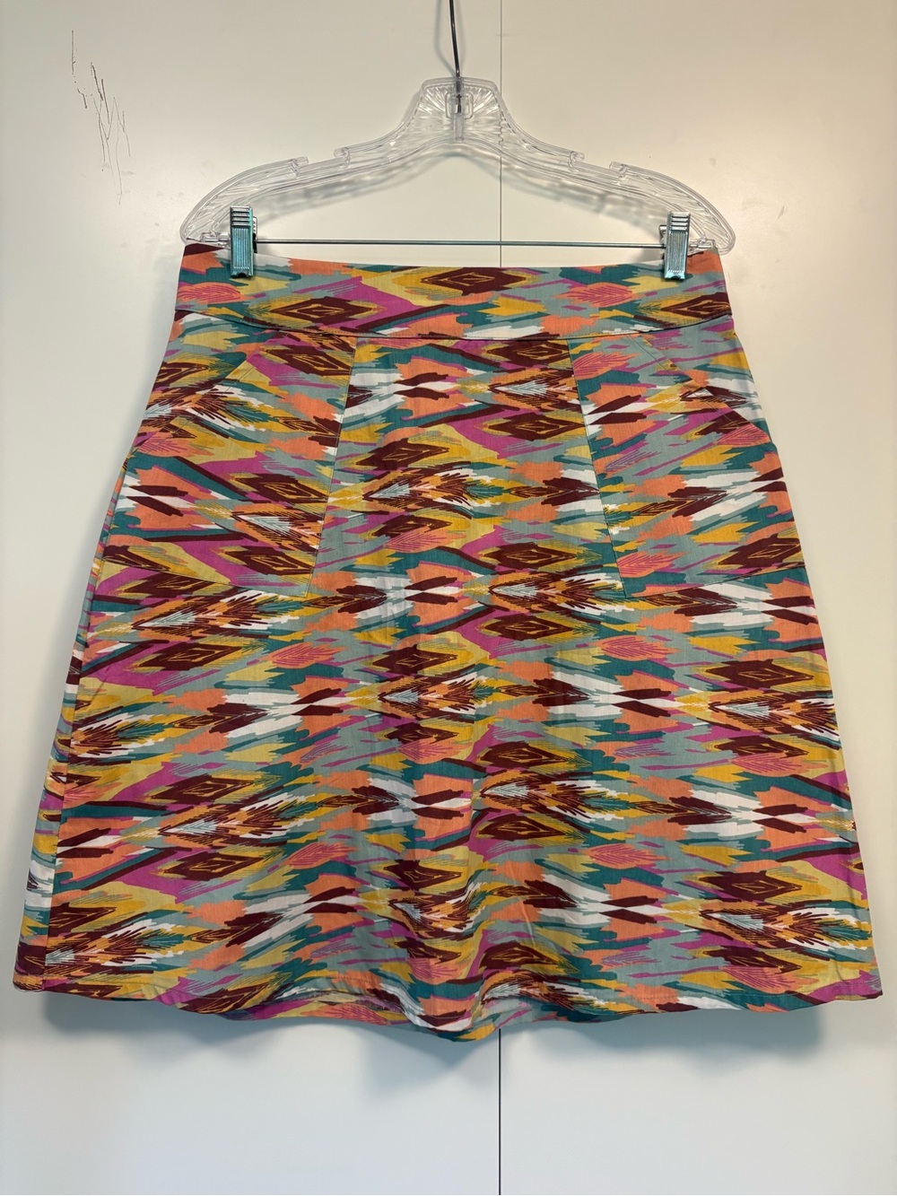 Blue Platypus Original Multicolor Ikat Inspired Print A-Line Skirt M